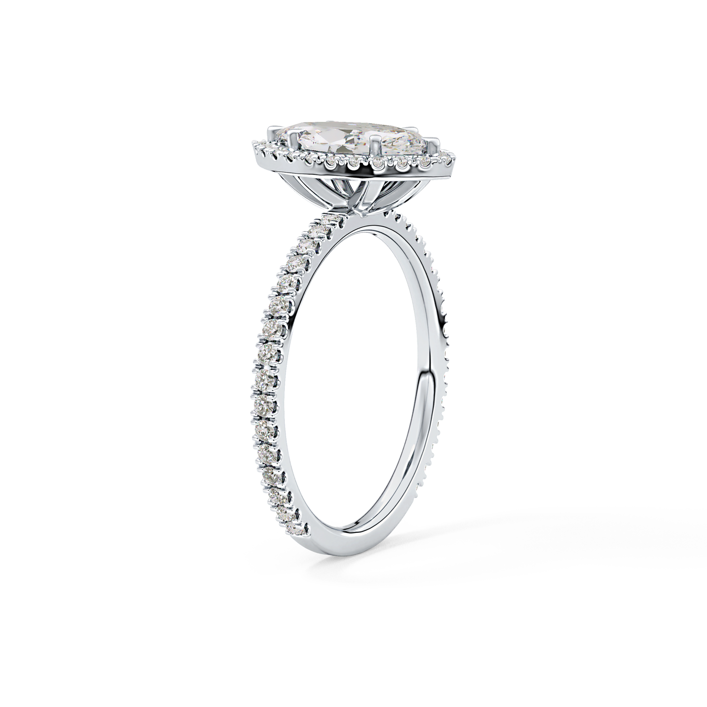 Marquise Halo & Pave Lab Grown Diamond Engagement Ring