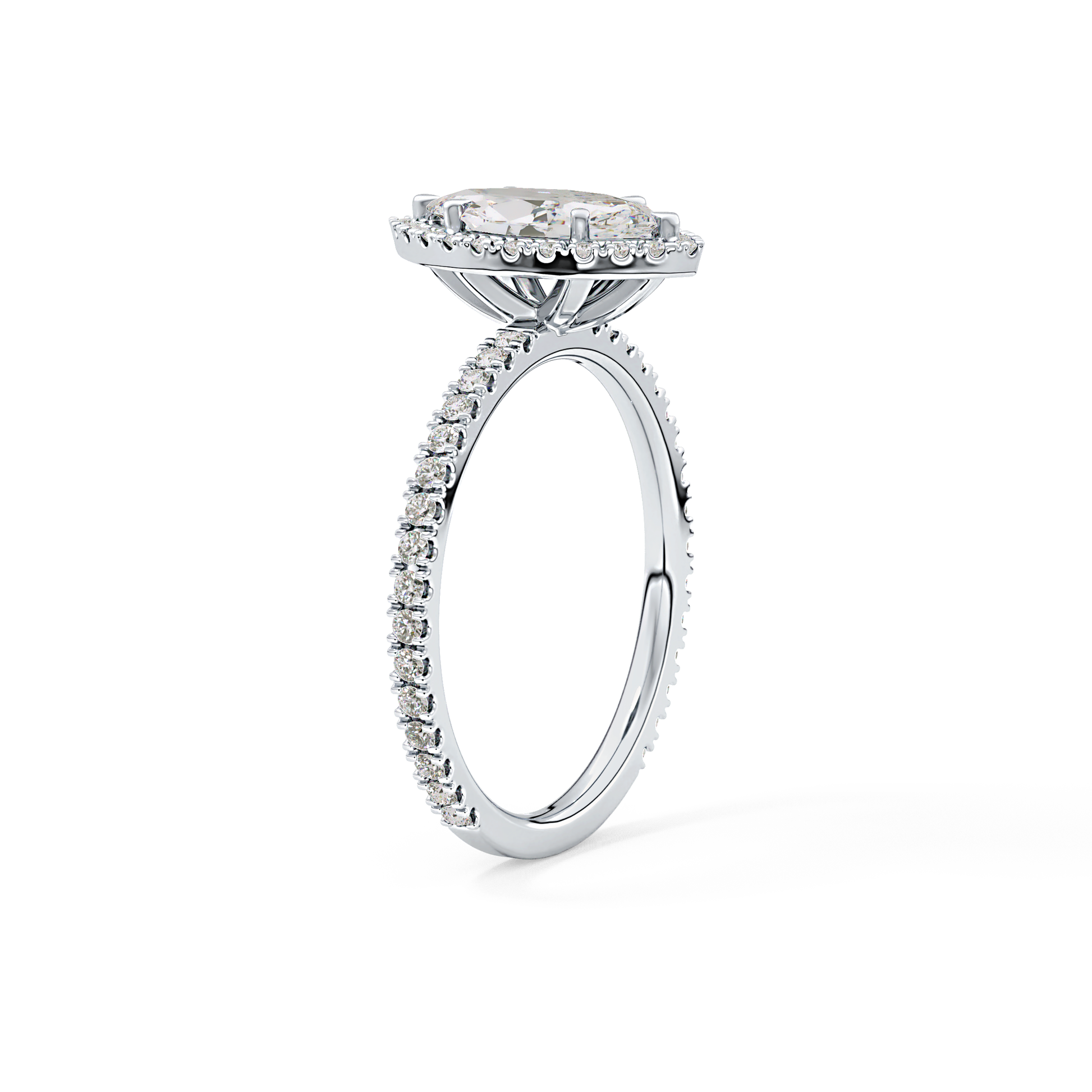 Marquise Halo & Pave Lab Grown Diamond Engagement Ring