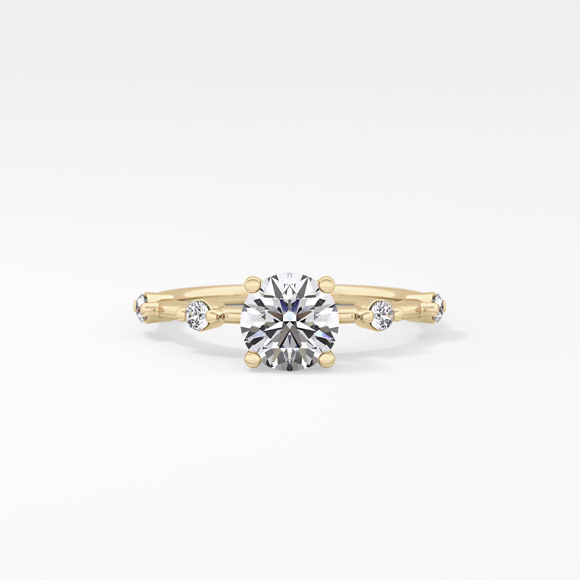 Round Dainty Pave Lab Grown Diamond Engagement Ring