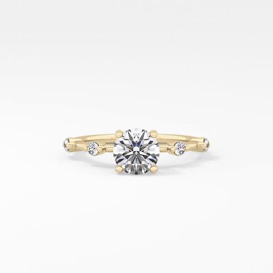 Round Dainty Pave Lab Grown Diamond Engagement Ring