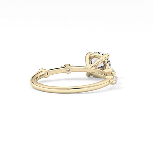 Round Dainty Pave Lab Grown Diamond Engagement Ring