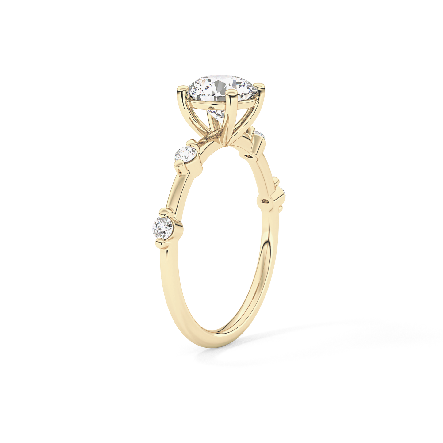 Round Dainty Pave Lab Grown Diamond Engagement Ring