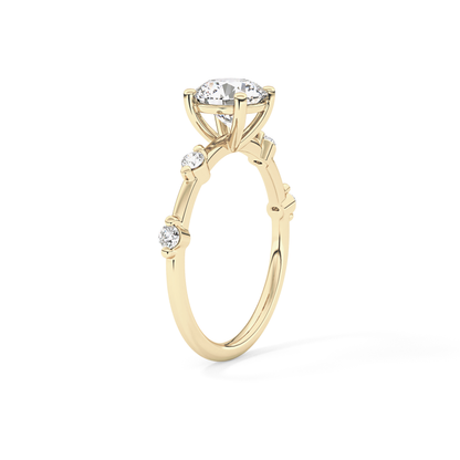 Round Dainty Pave Lab Grown Diamond Engagement Ring