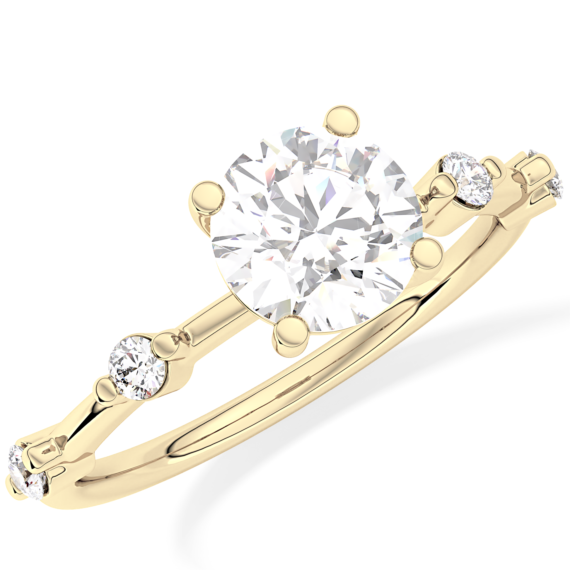 Round Dainty Pave Lab Grown Diamond Engagement Ring