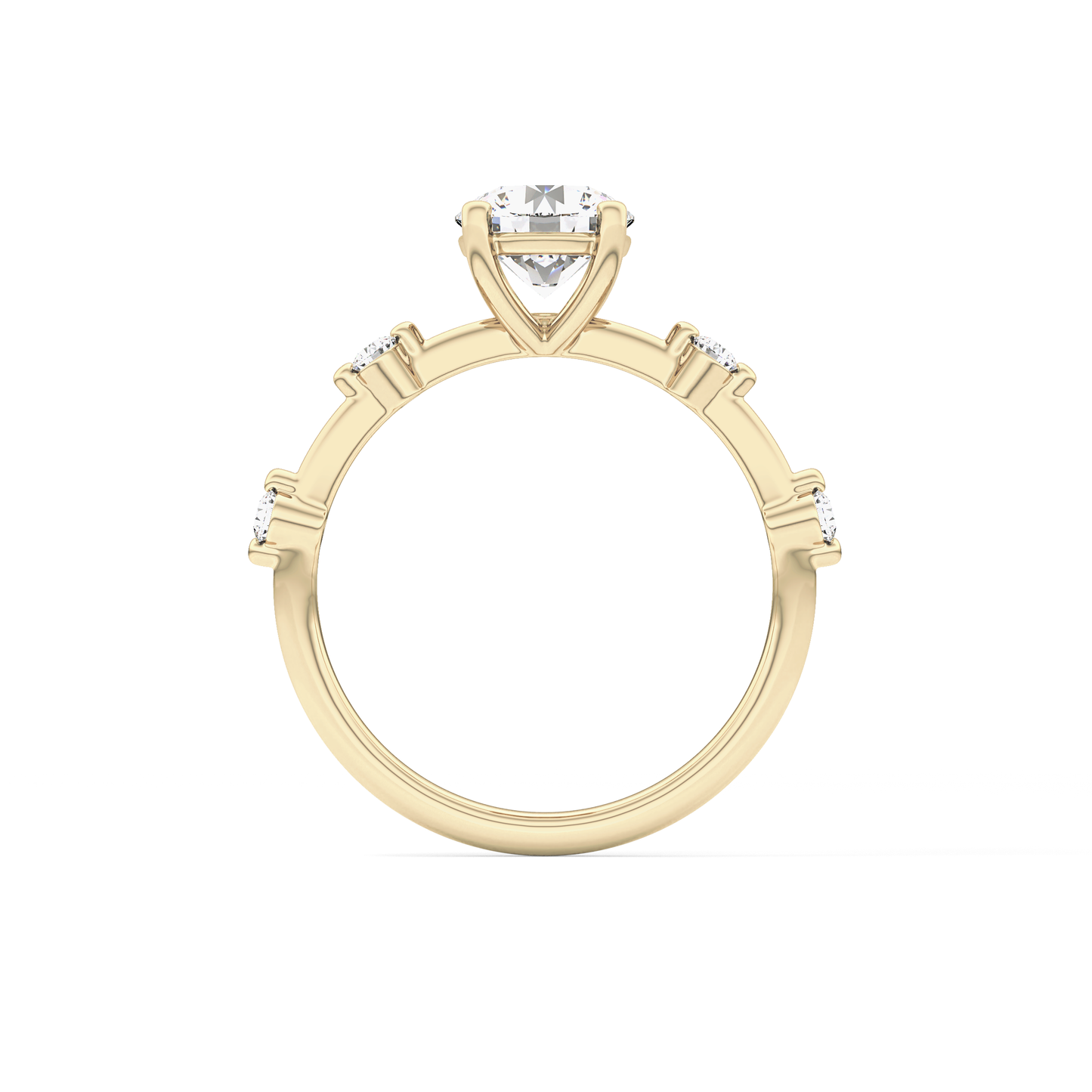 Round Dainty Pave Lab Grown Diamond Engagement Ring