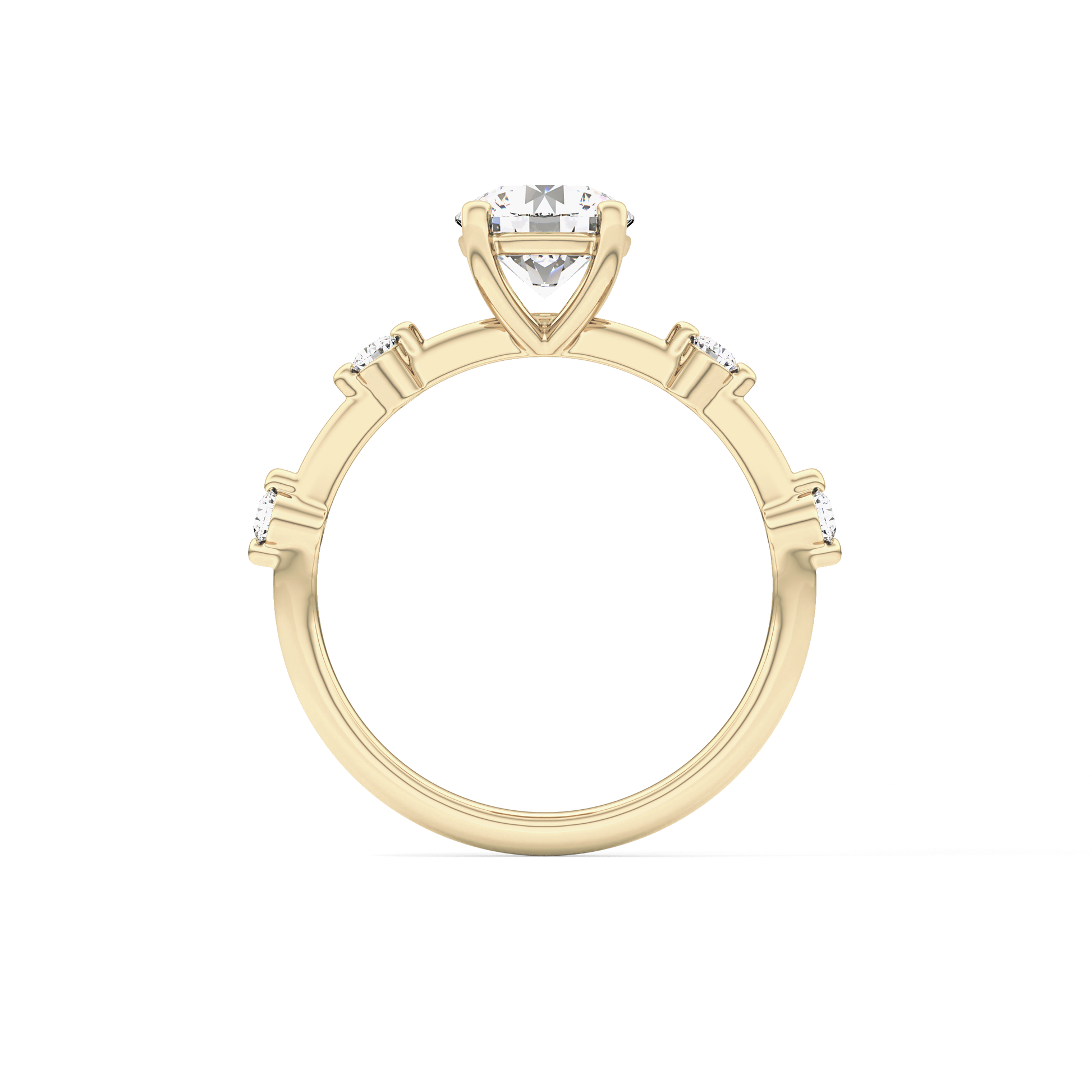 Round Dainty Pave Lab Grown Diamond Engagement Ring