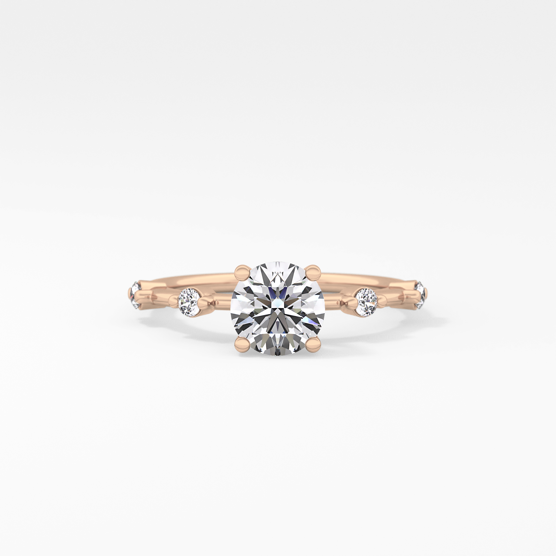 Round Dainty Pave Lab Grown Diamond Engagement Ring