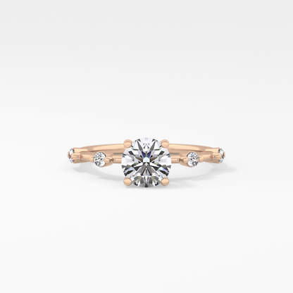 Round Dainty Pave Lab Grown Diamond Engagement Ring