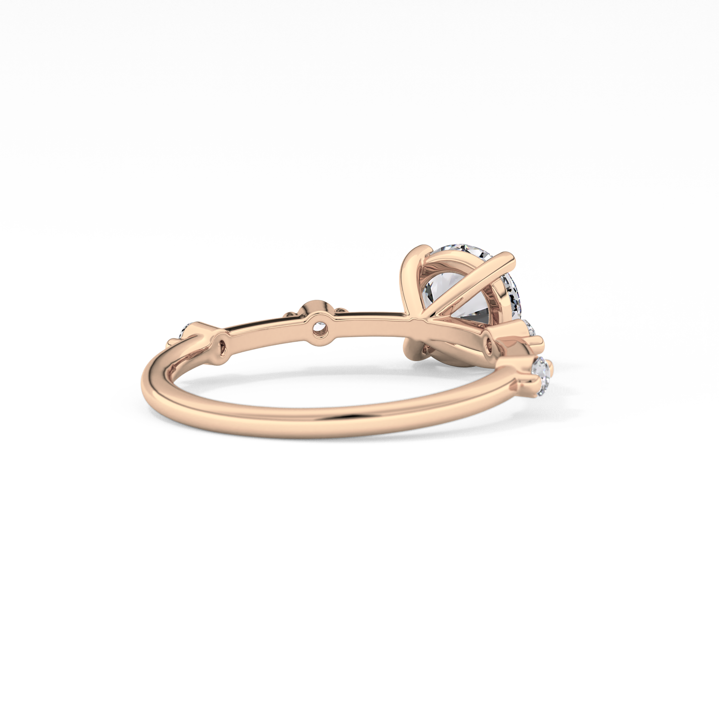 Round Dainty Pave Lab Grown Diamond Engagement Ring