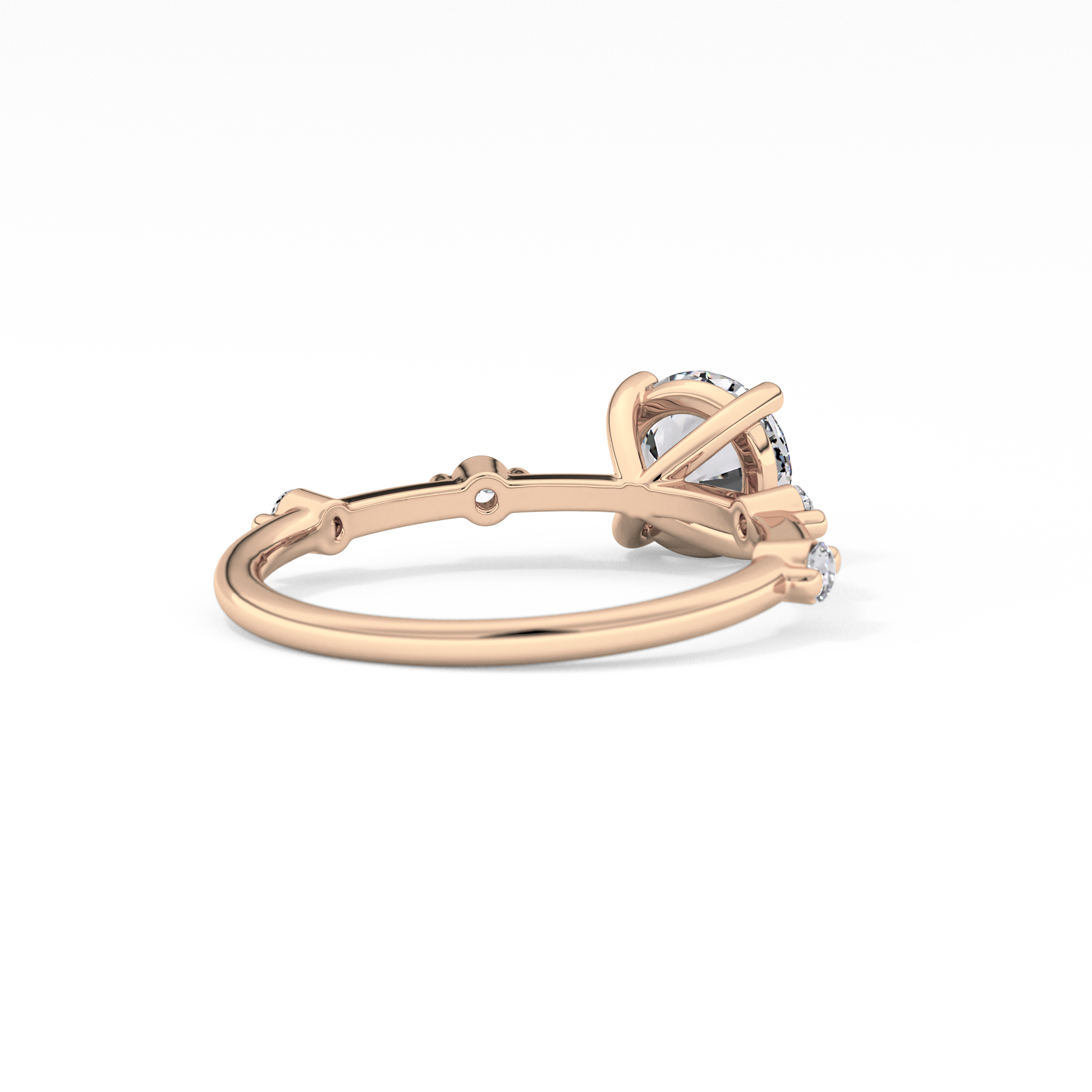 Round Dainty Pave Lab Grown Diamond Engagement Ring