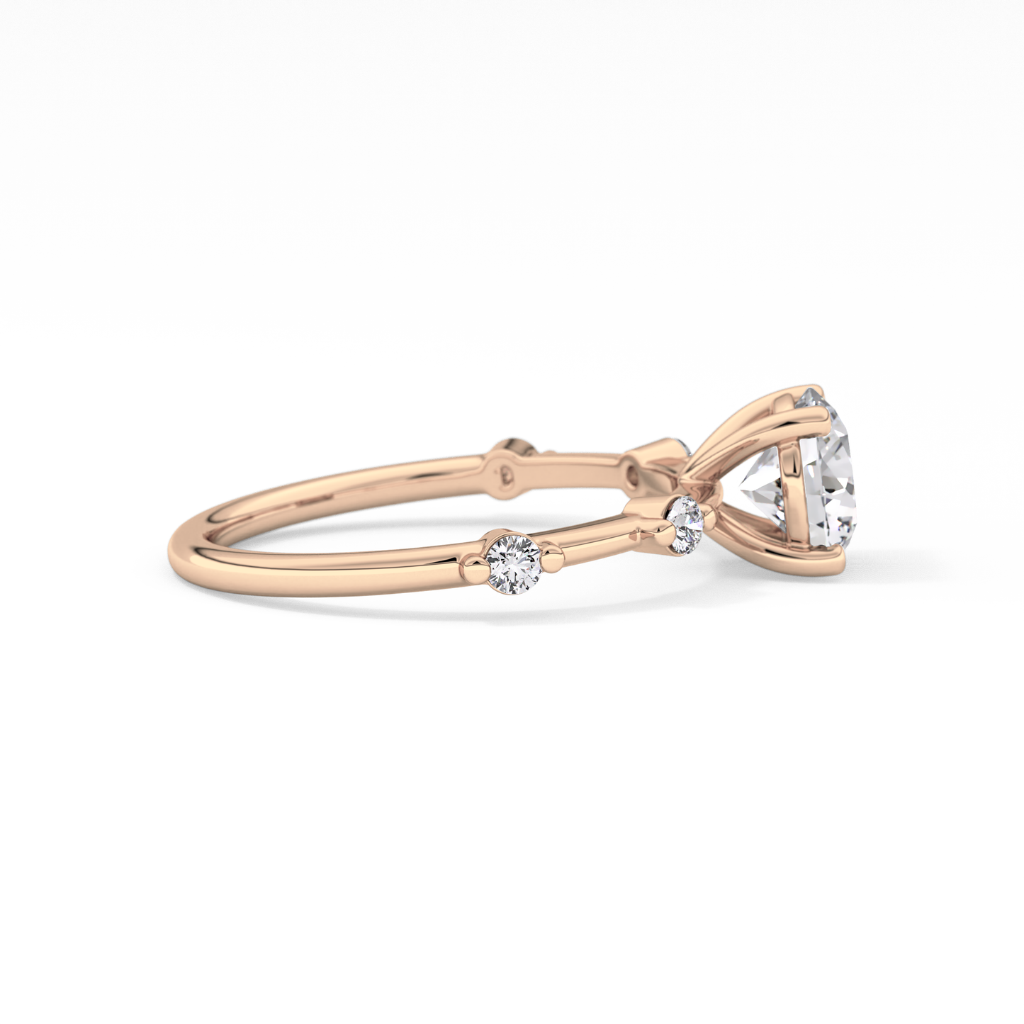 Round Dainty Pave Lab Grown Diamond Engagement Ring
