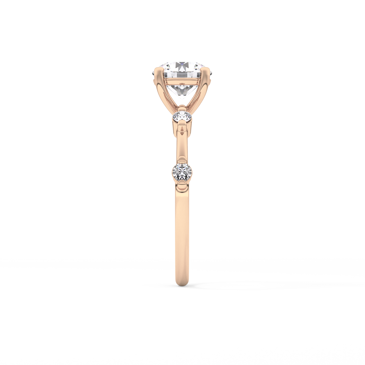Round Dainty Pave Lab Grown Diamond Engagement Ring