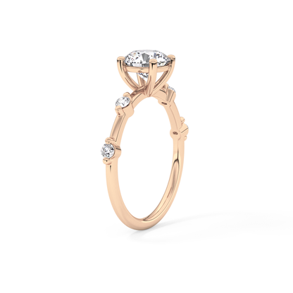 Round Dainty Pave Lab Grown Diamond Engagement Ring