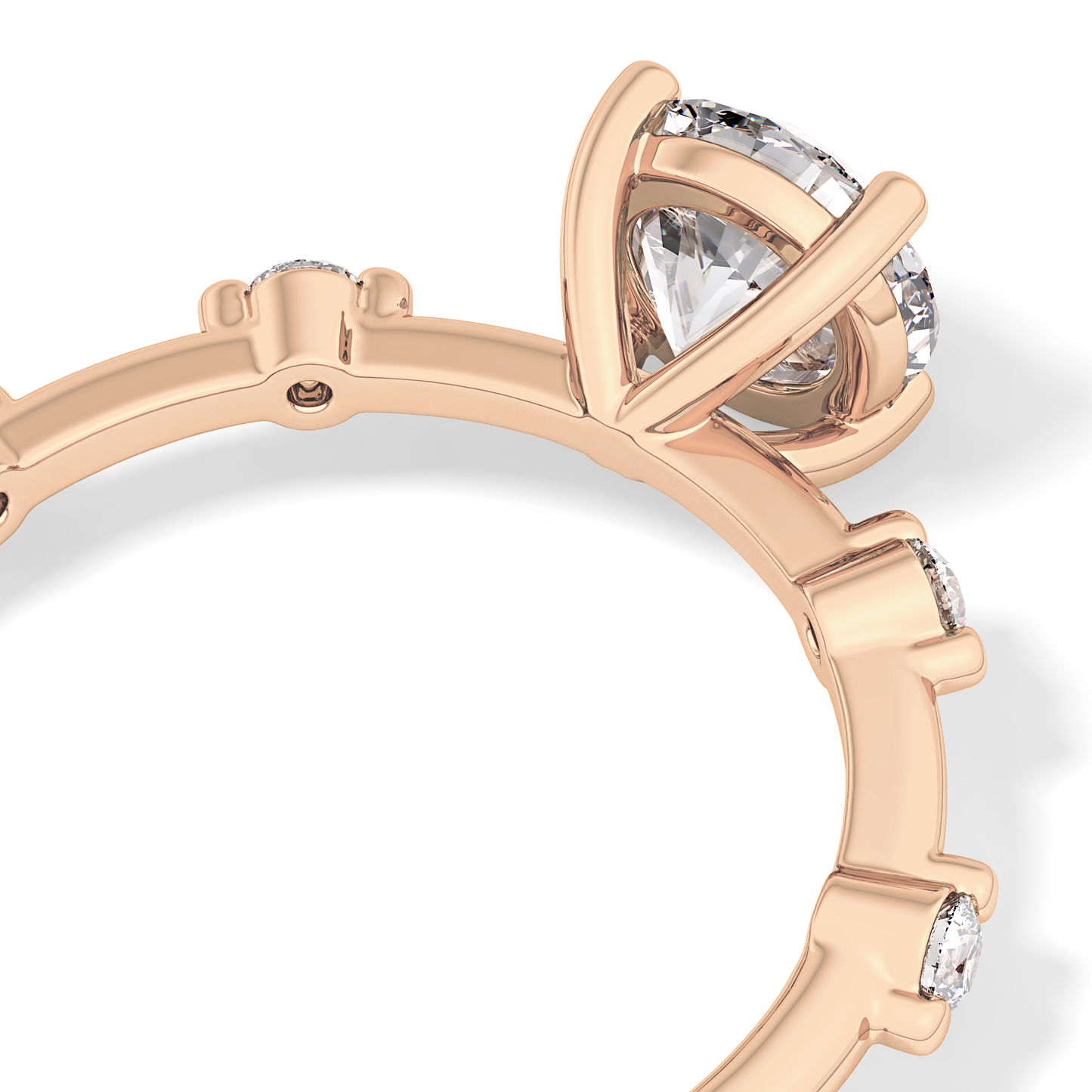 Round Dainty Pave Lab Grown Diamond Engagement Ring