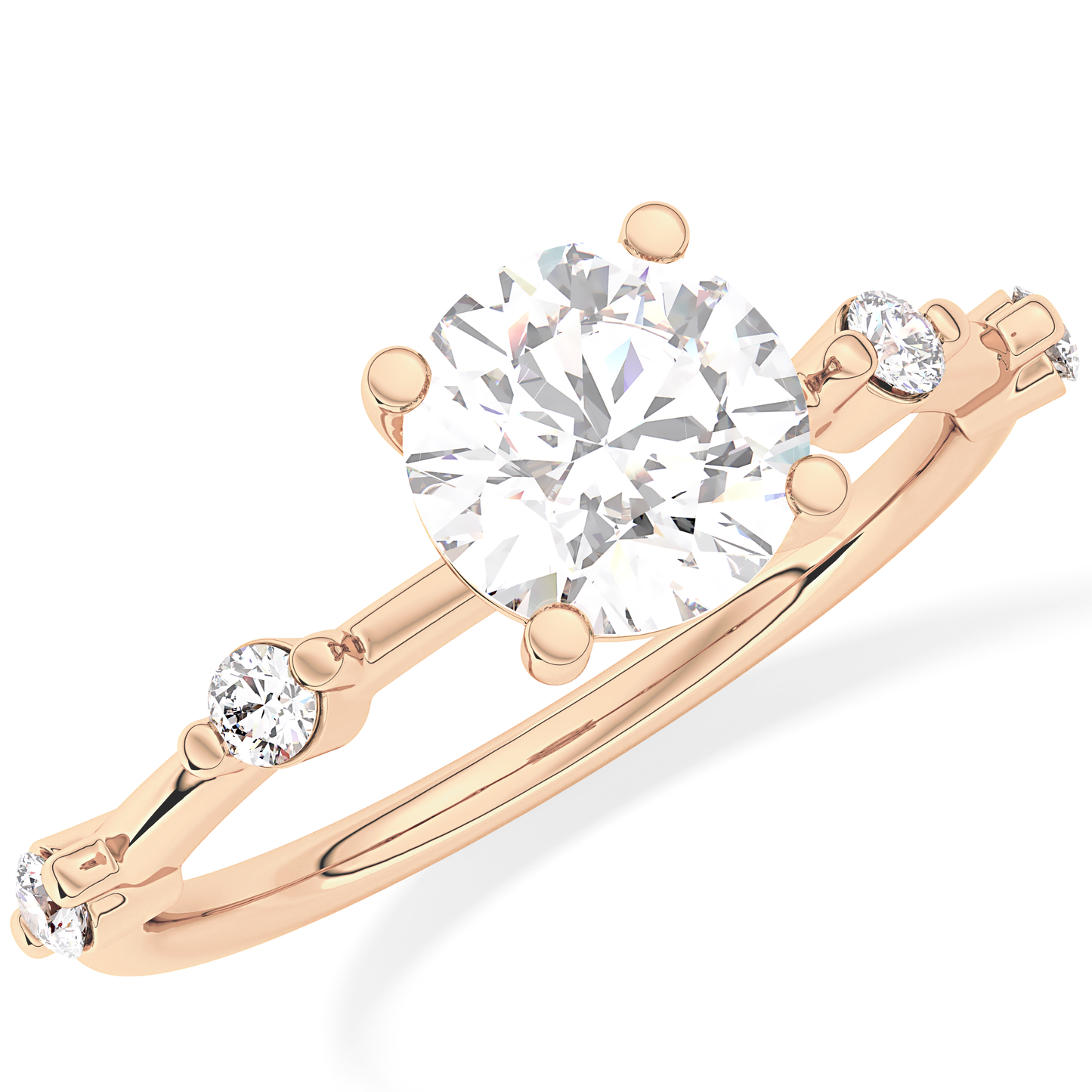 Round Dainty Pave Lab Grown Diamond Engagement Ring