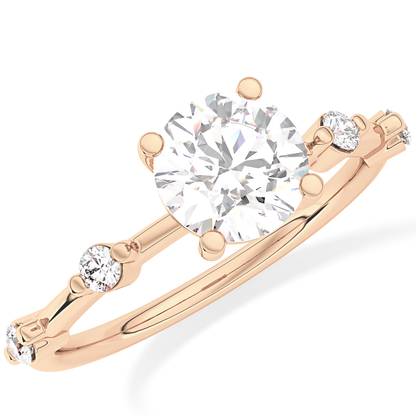 Round Dainty Pave Lab Grown Diamond Engagement Ring