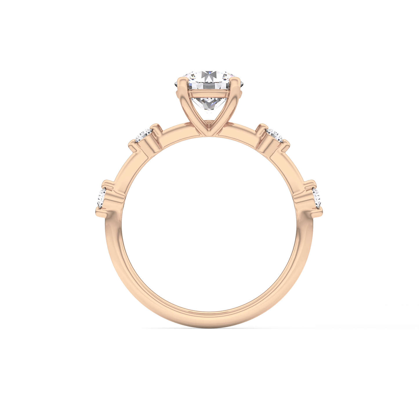 Round Dainty Pave Lab Grown Diamond Engagement Ring
