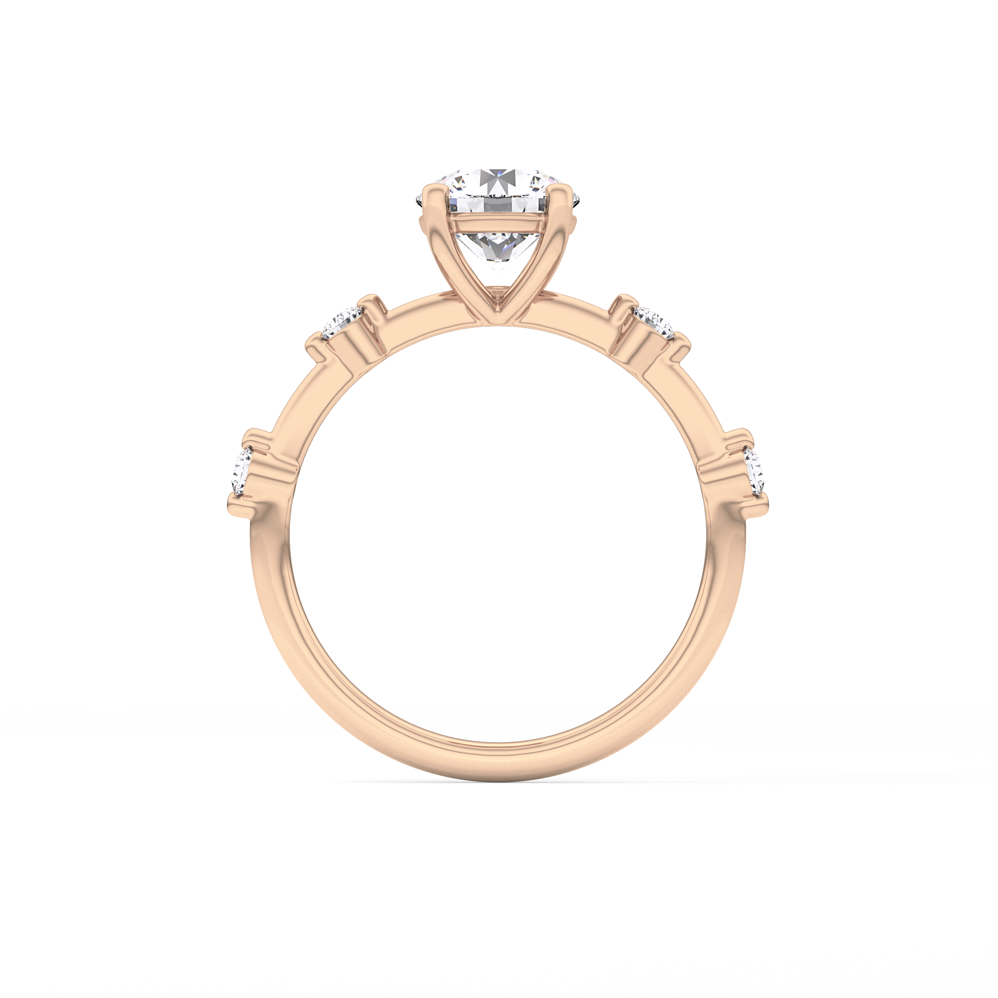Round Dainty Pave Lab Grown Diamond Engagement Ring