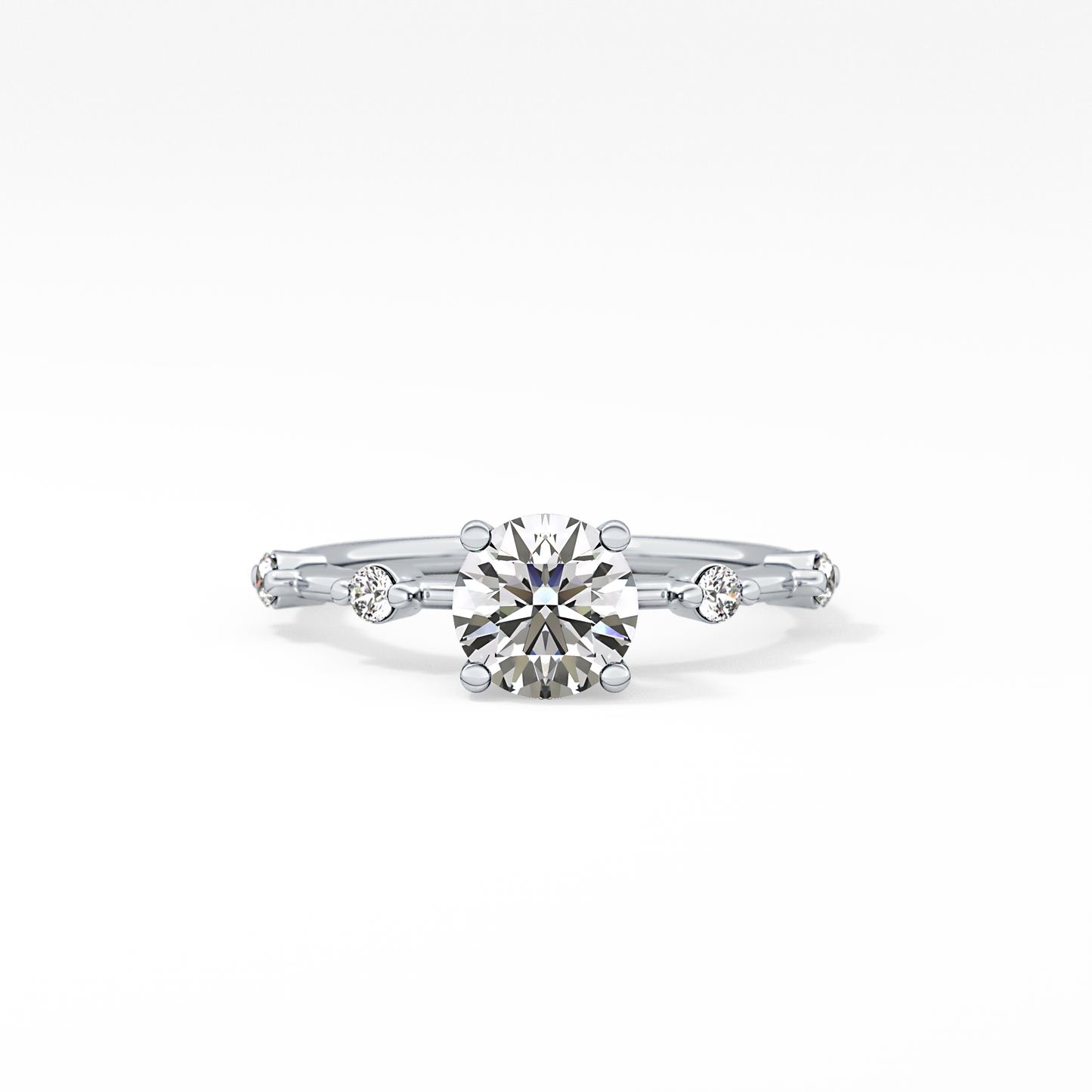Round Dainty Pave Lab Grown Diamond Engagement Ring