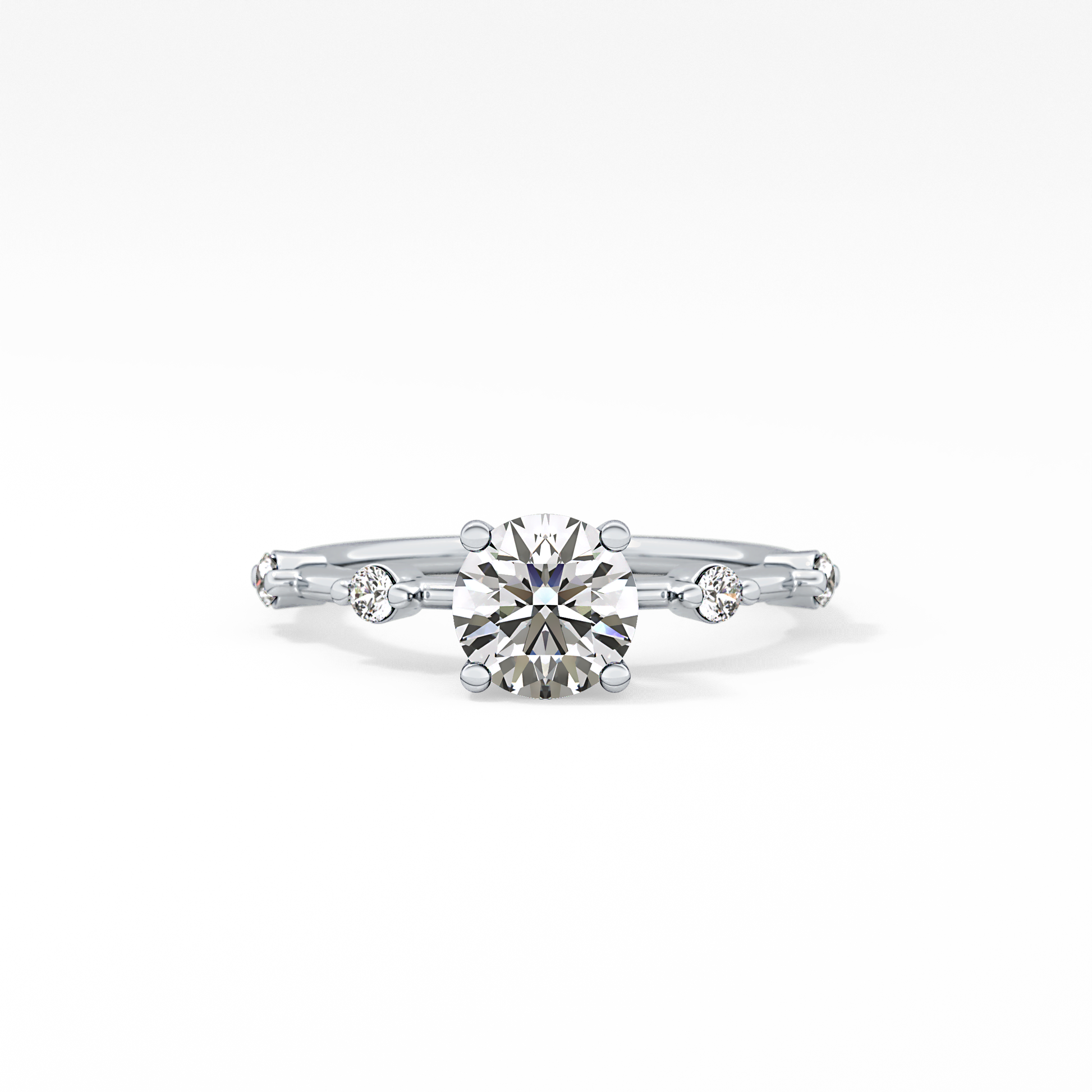 Round Dainty Pave Lab Grown Diamond Engagement Ring