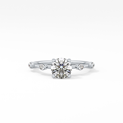 Round Dainty Pave Lab Grown Diamond Engagement Ring