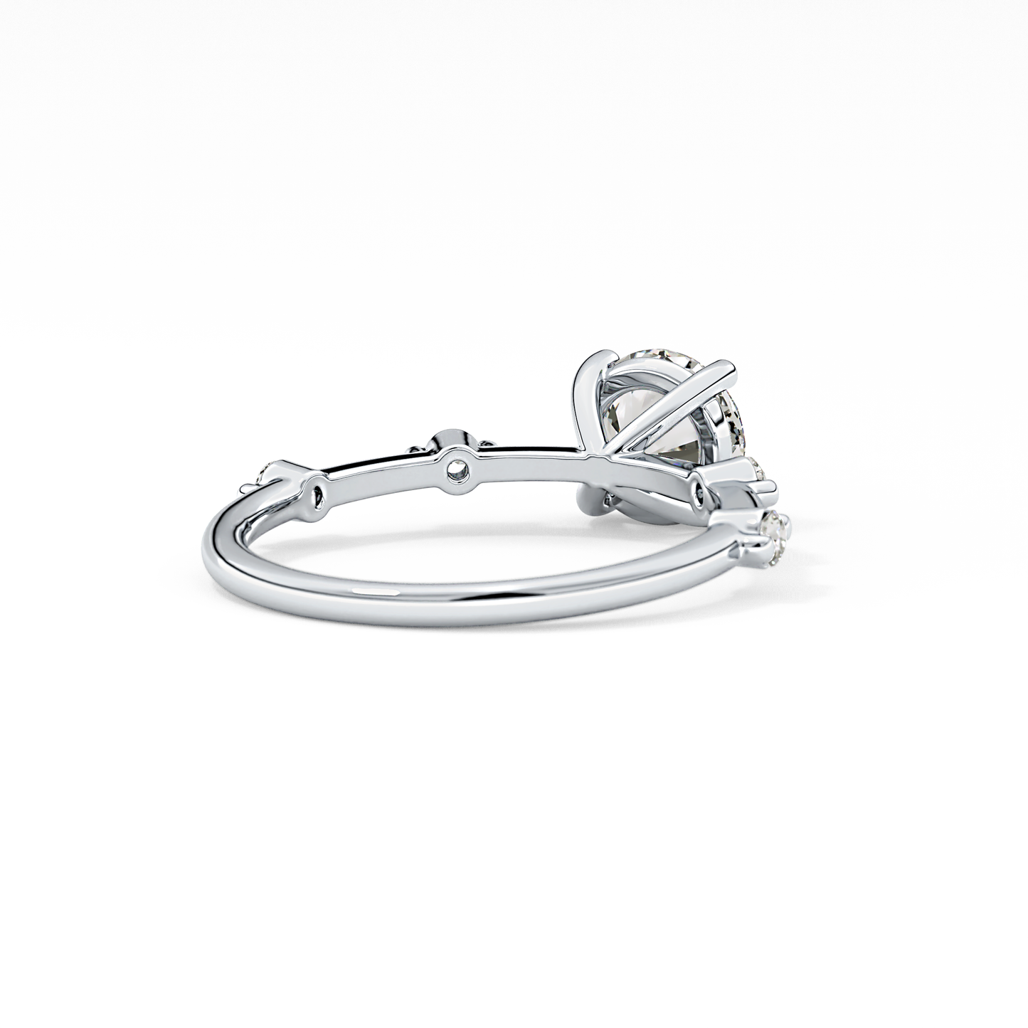 Round Dainty Pave Lab Grown Diamond Engagement Ring
