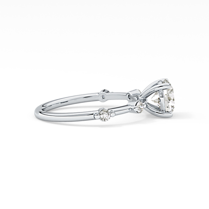Round Dainty Pave Lab Grown Diamond Engagement Ring