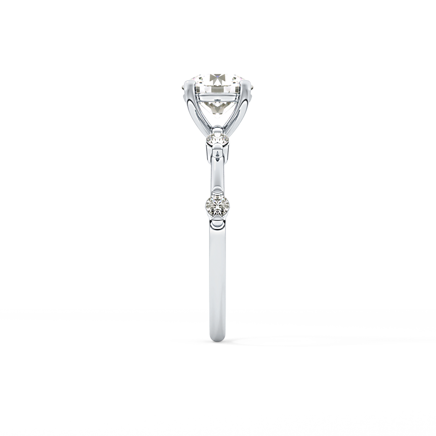 Round Dainty Pave Lab Grown Diamond Engagement Ring