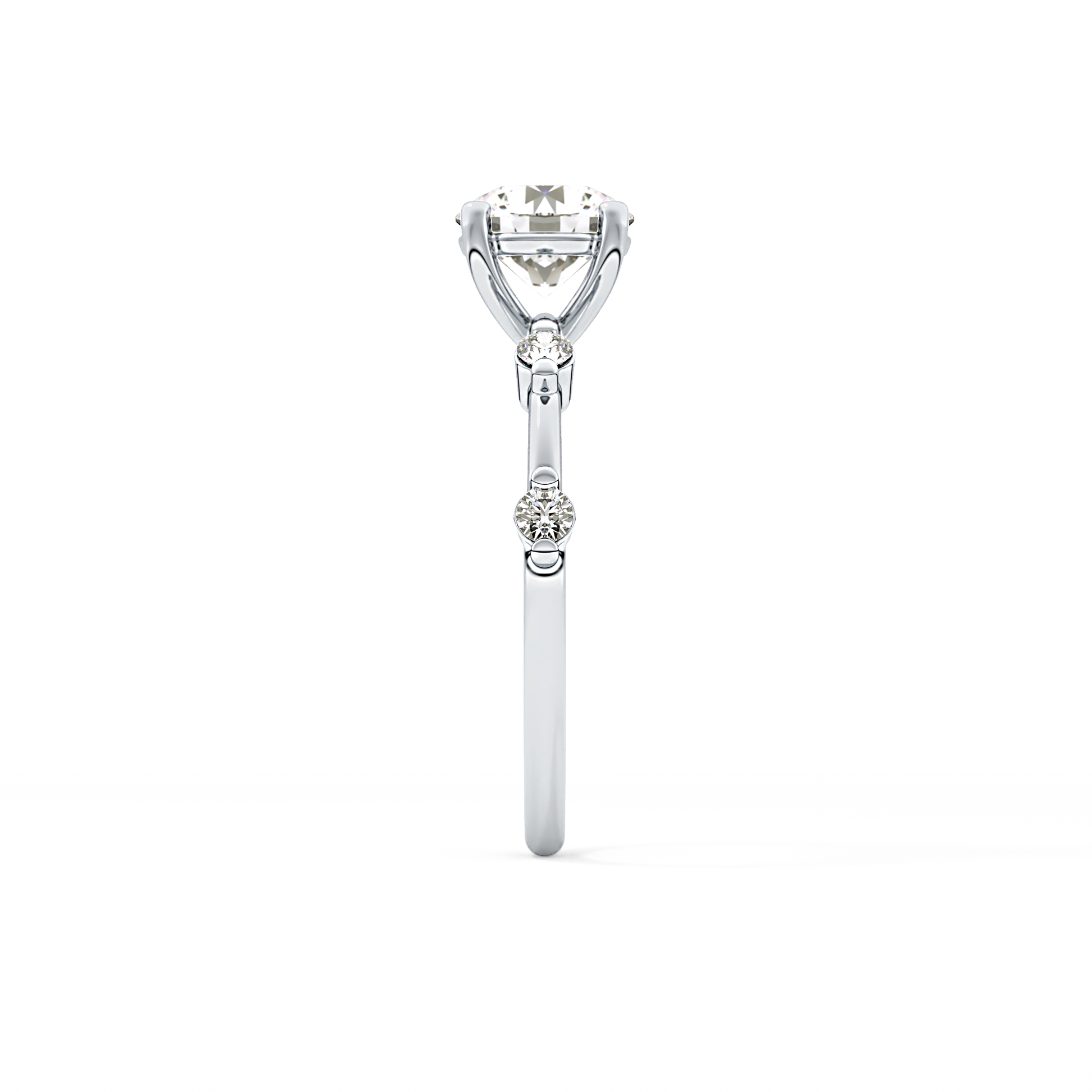 Round Dainty Pave Lab Grown Diamond Engagement Ring