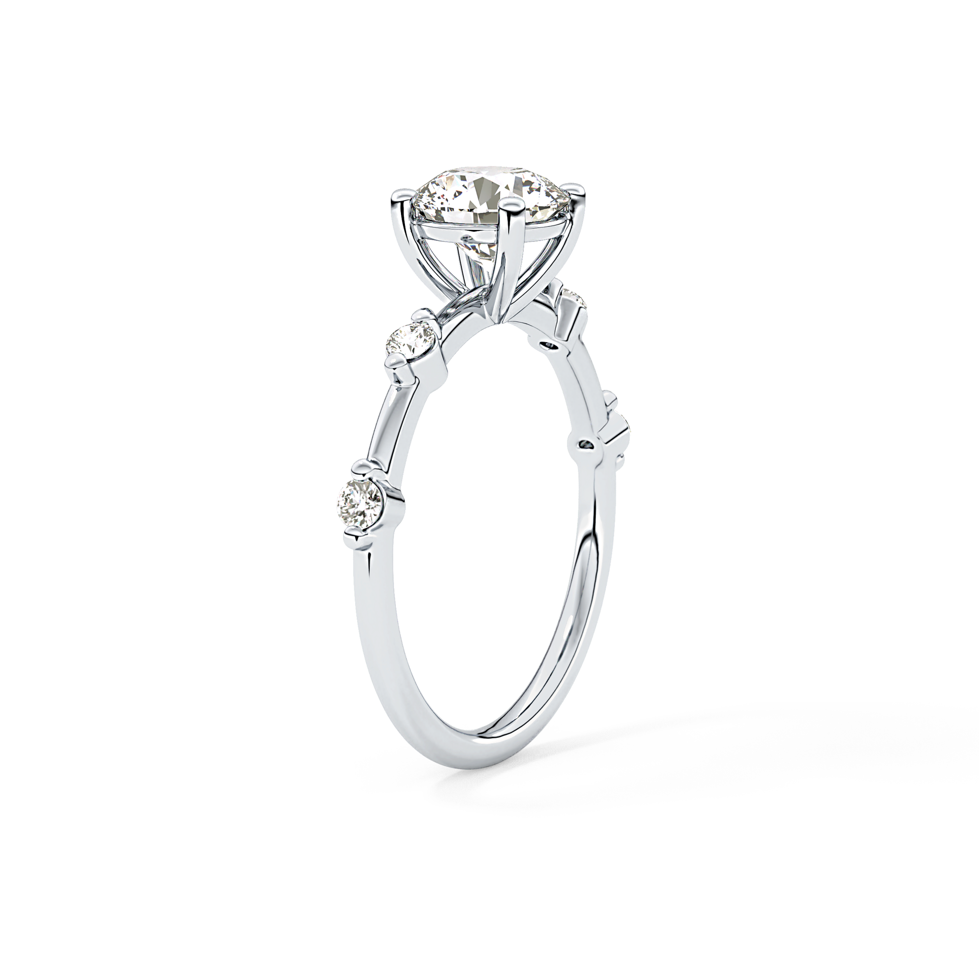 Round Dainty Pave Lab Grown Diamond Engagement Ring
