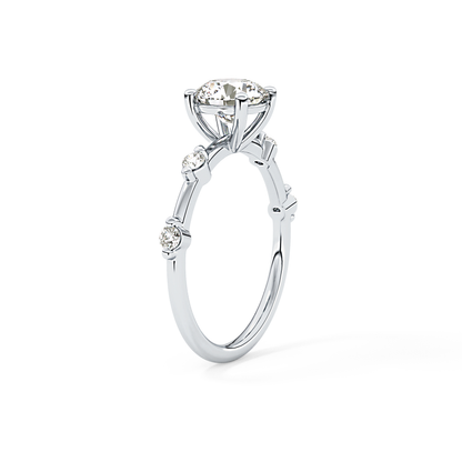 Round Dainty Pave Lab Grown Diamond Engagement Ring