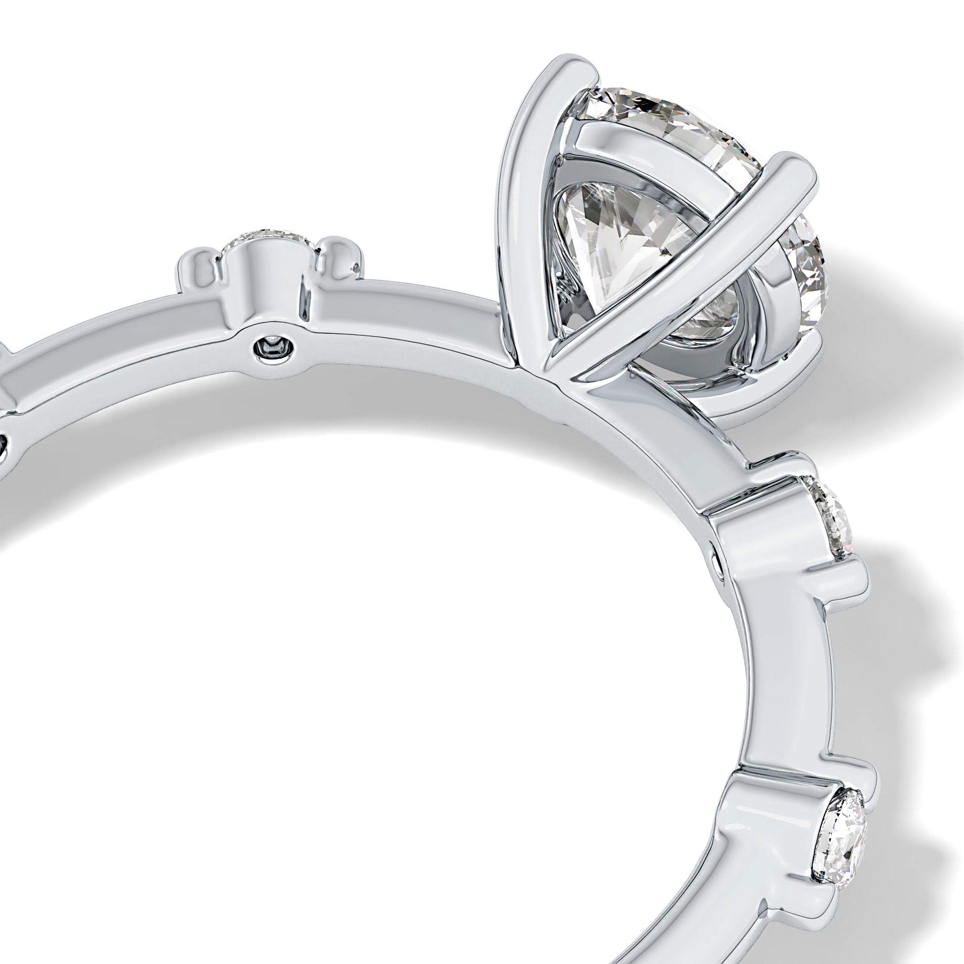 Round Dainty Pave Lab Grown Diamond Engagement Ring