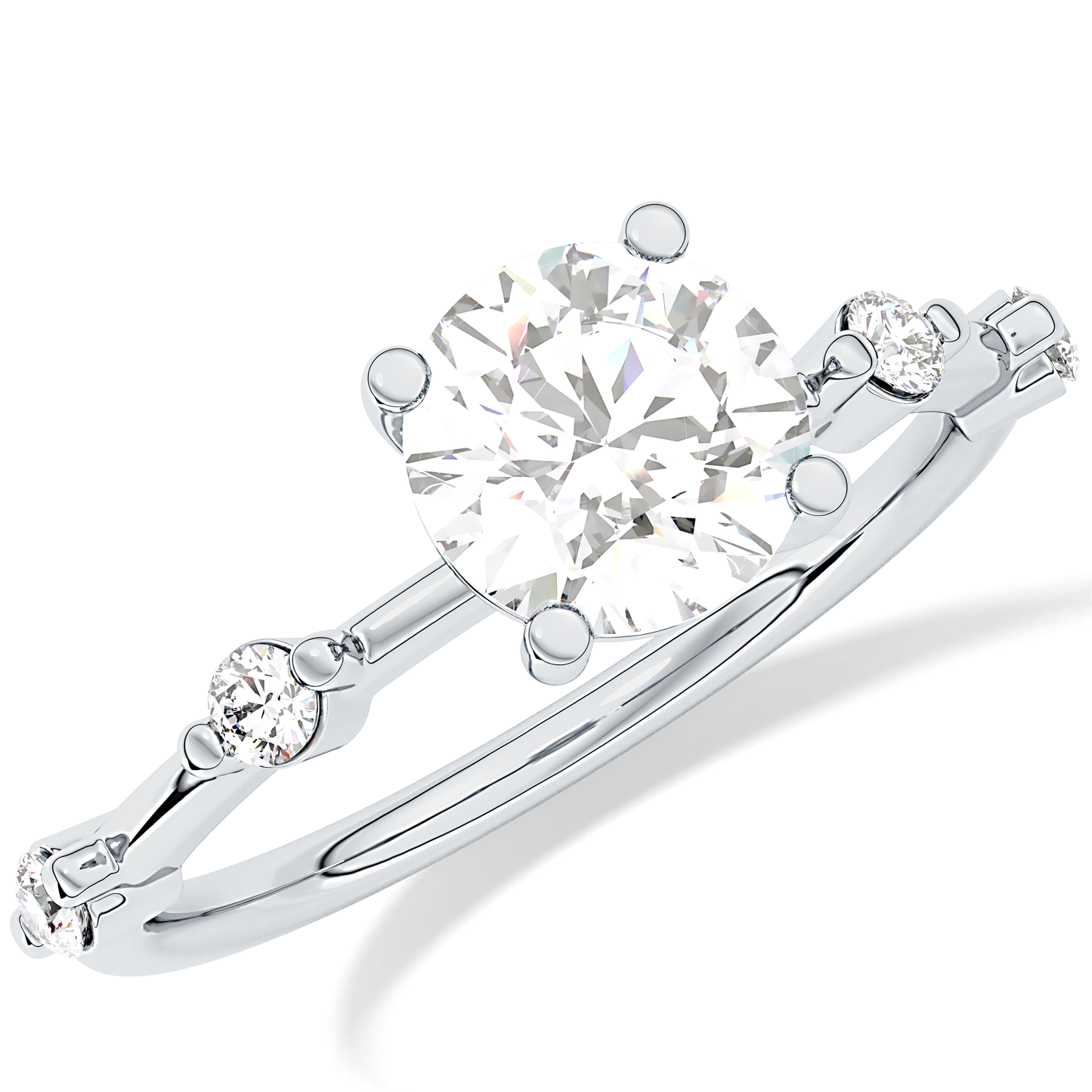 Round Dainty Pave Lab Grown Diamond Engagement Ring