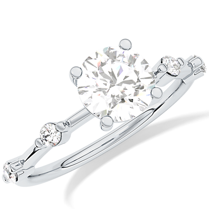 Round Dainty Pave Lab Grown Diamond Engagement Ring