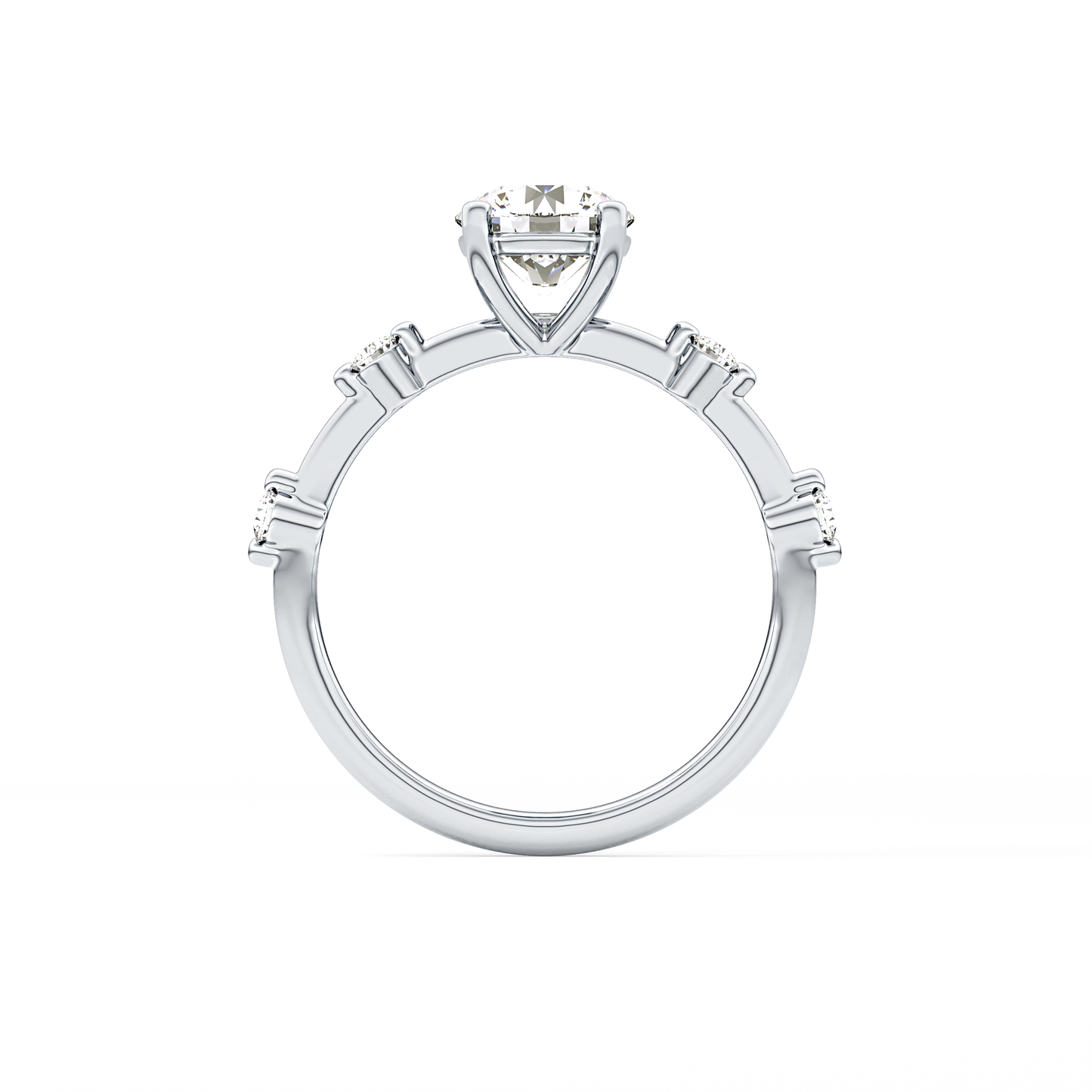 Round Dainty Pave Lab Grown Diamond Engagement Ring