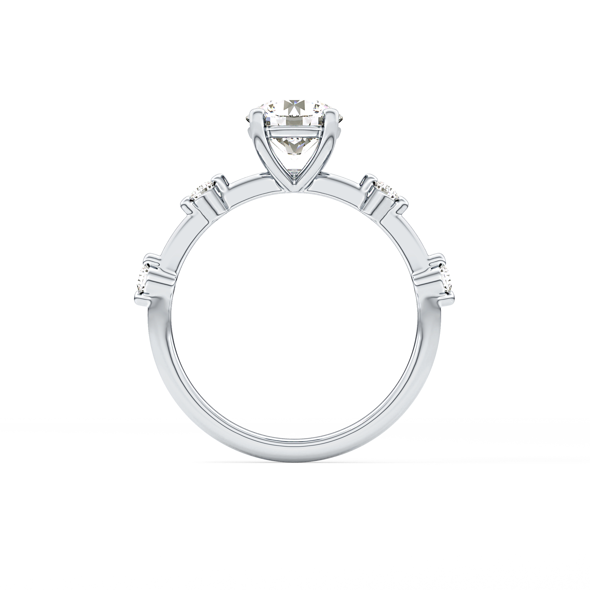 Round Dainty Pave Lab Grown Diamond Engagement Ring