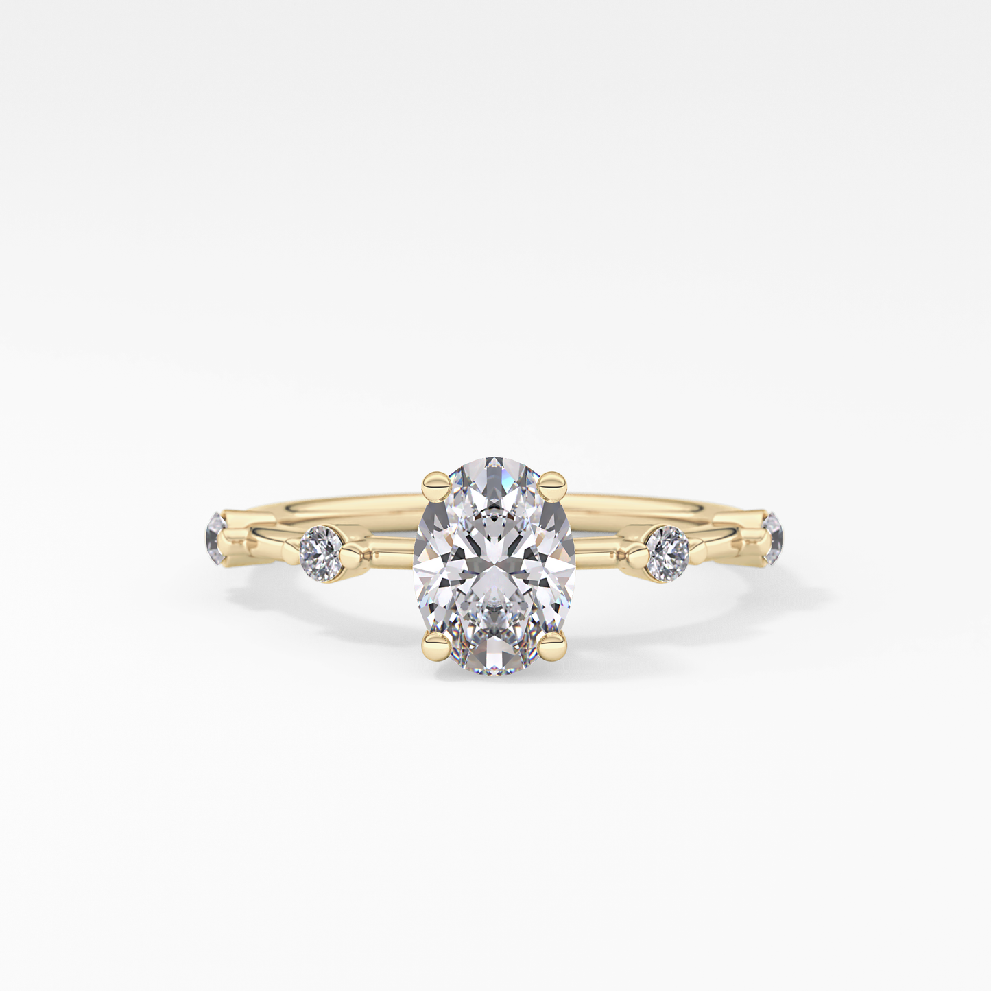 Oval Dainty Pave Lab Grown Diamond Engagement Ring
