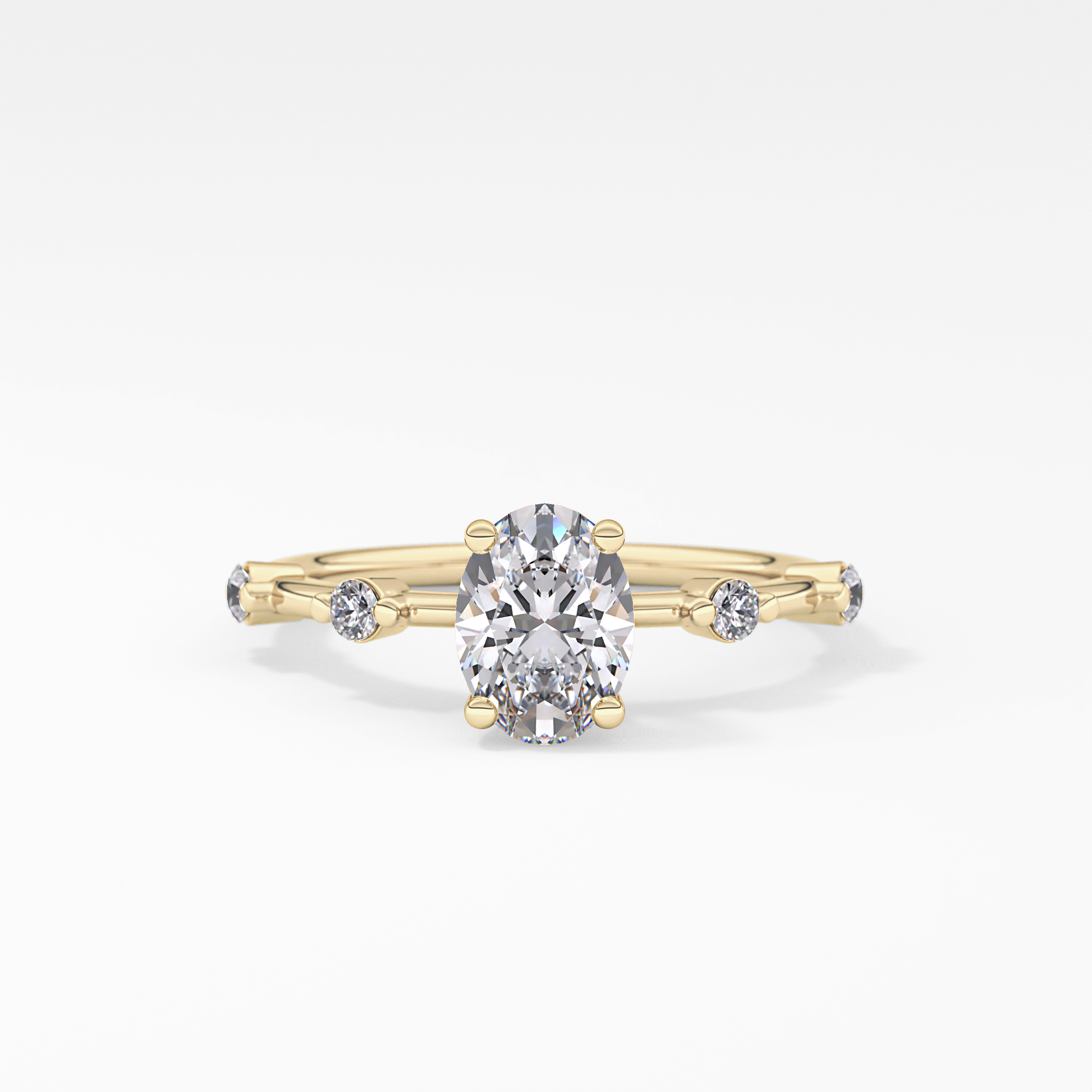 Oval Dainty Pave Lab Grown Diamond Engagement Ring