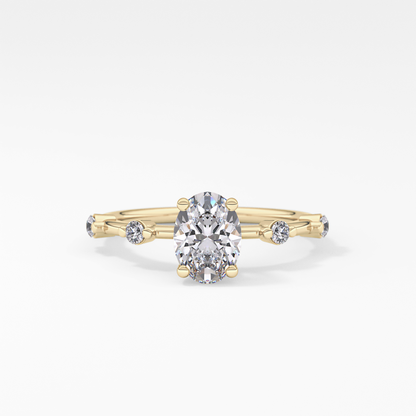 Oval Dainty Pave Lab Grown Diamond Engagement Ring