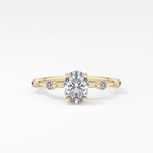 Oval Dainty Pave Lab Grown Diamond Engagement Ring