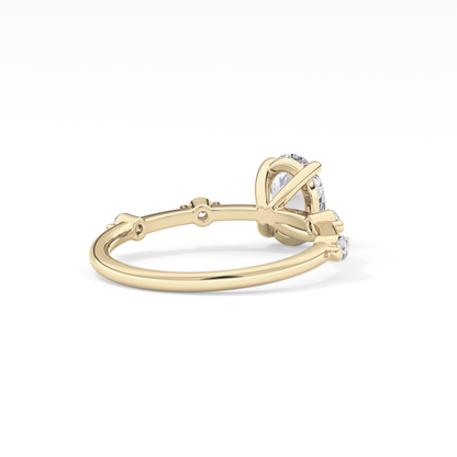 Oval Dainty Pave Lab Grown Diamond Engagement Ring