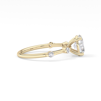Oval Dainty Pave Lab Grown Diamond Engagement Ring