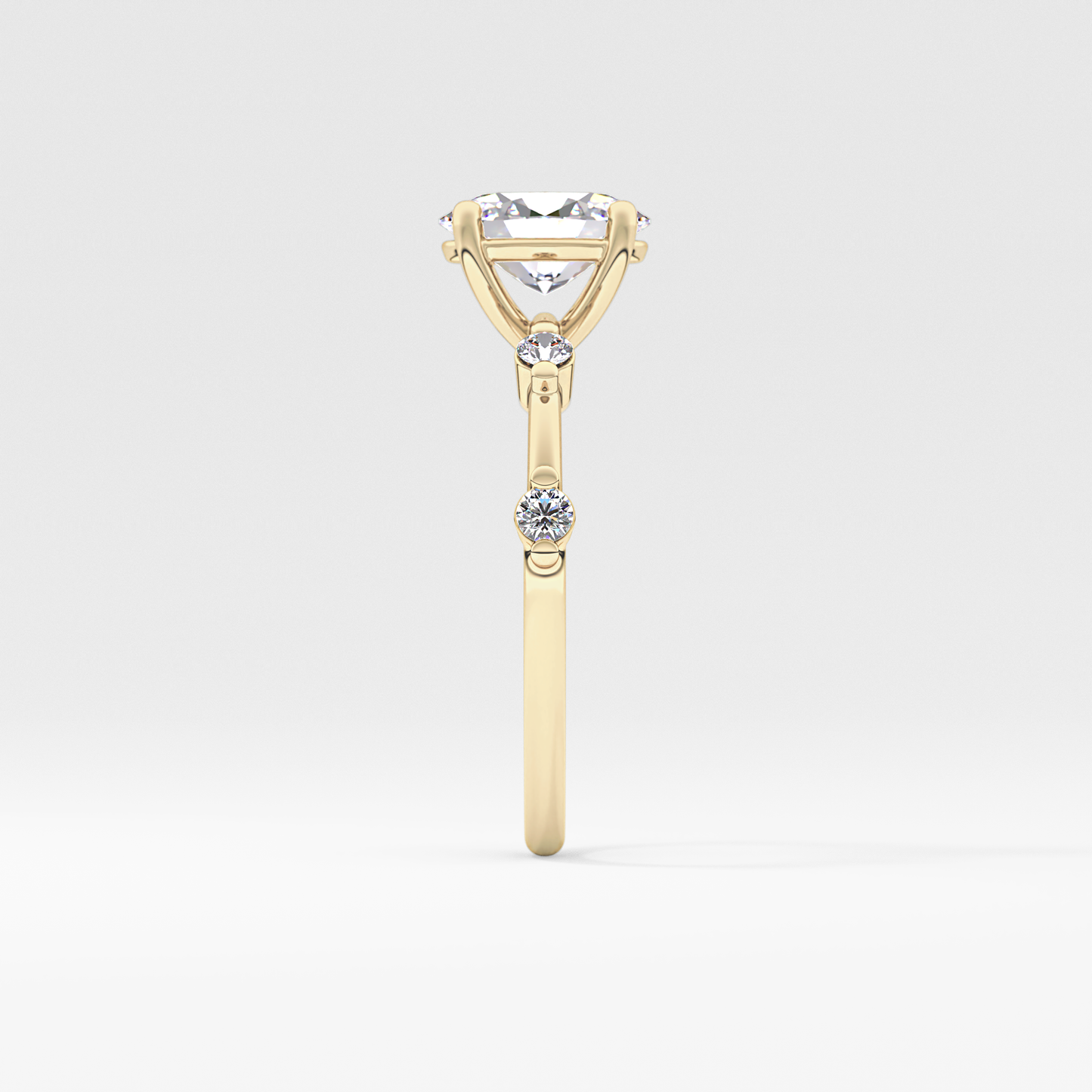 Oval Dainty Pave Lab Grown Diamond Engagement Ring