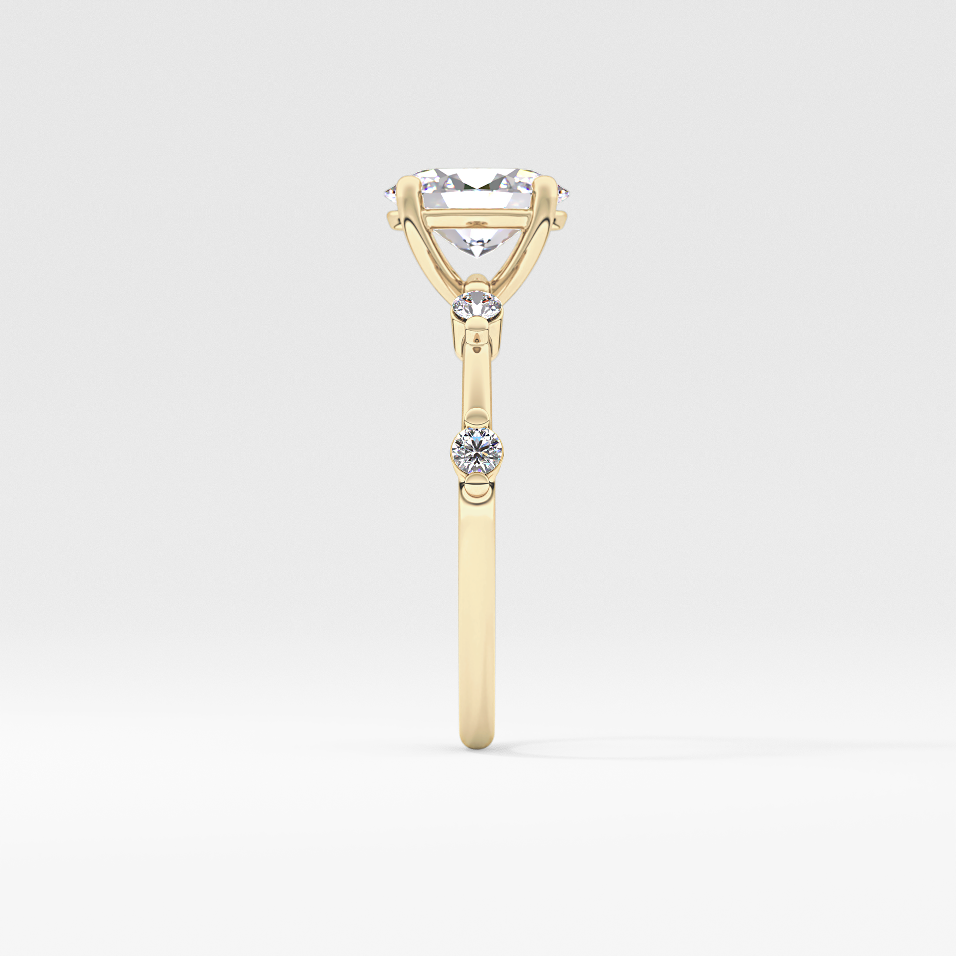 Oval Dainty Pave Lab Grown Diamond Engagement Ring