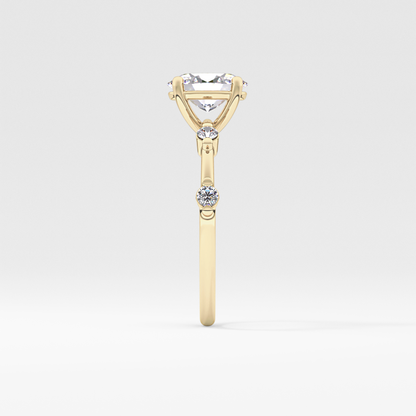 Oval Dainty Pave Lab Grown Diamond Engagement Ring