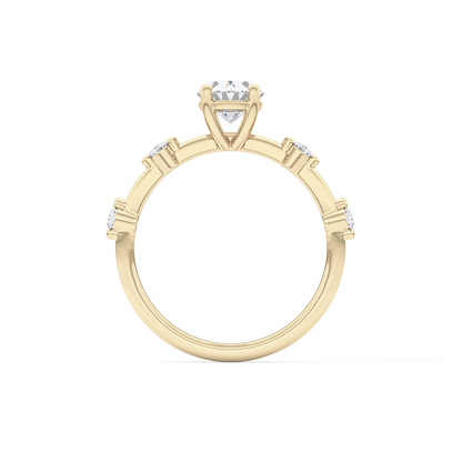 Oval Dainty Pave Lab Grown Diamond Engagement Ring