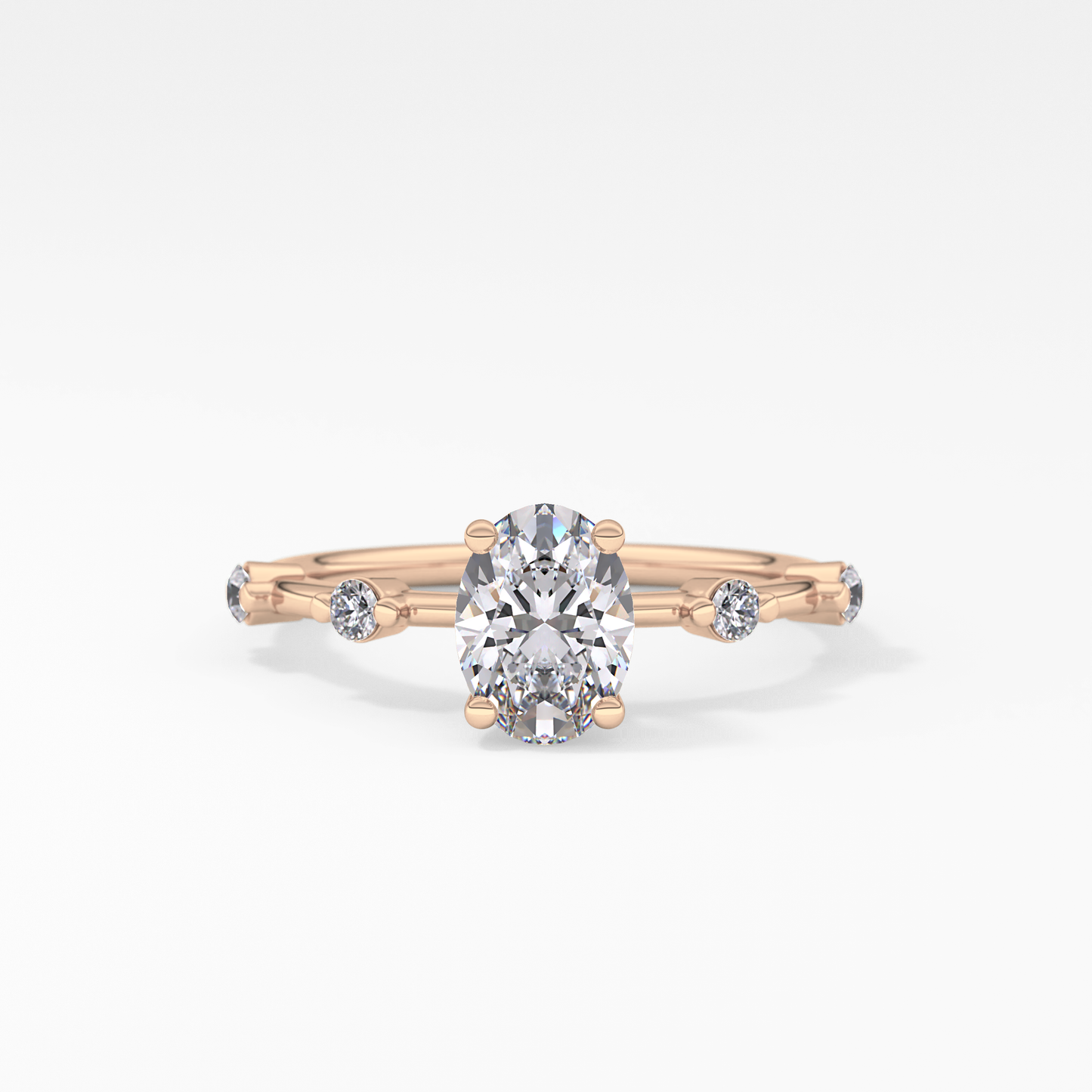 Oval Dainty Pave Lab Grown Diamond Engagement Ring