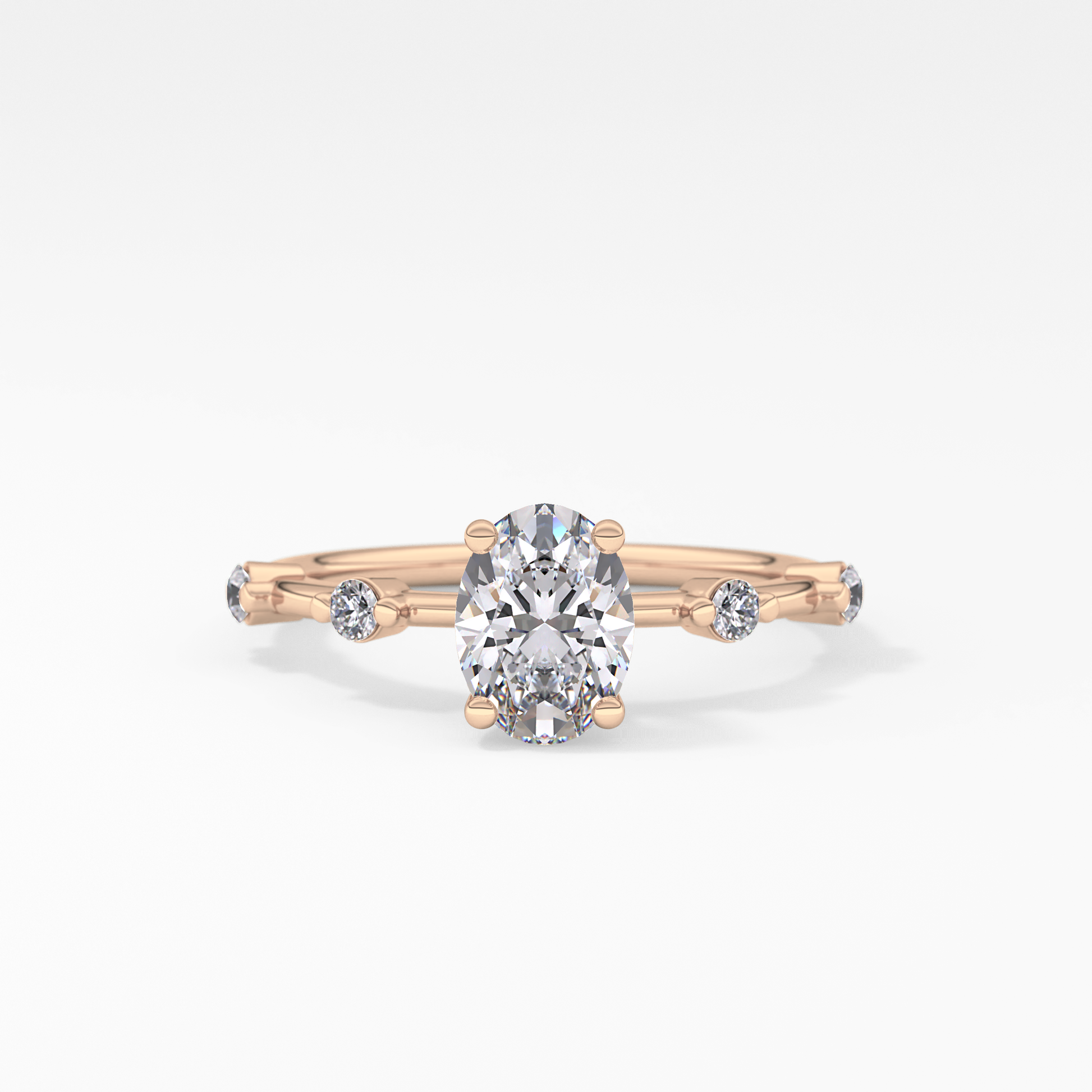 Oval Dainty Pave Lab Grown Diamond Engagement Ring