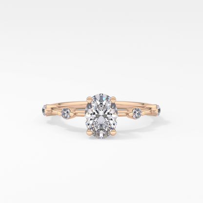 Oval Dainty Pave Lab Grown Diamond Engagement Ring