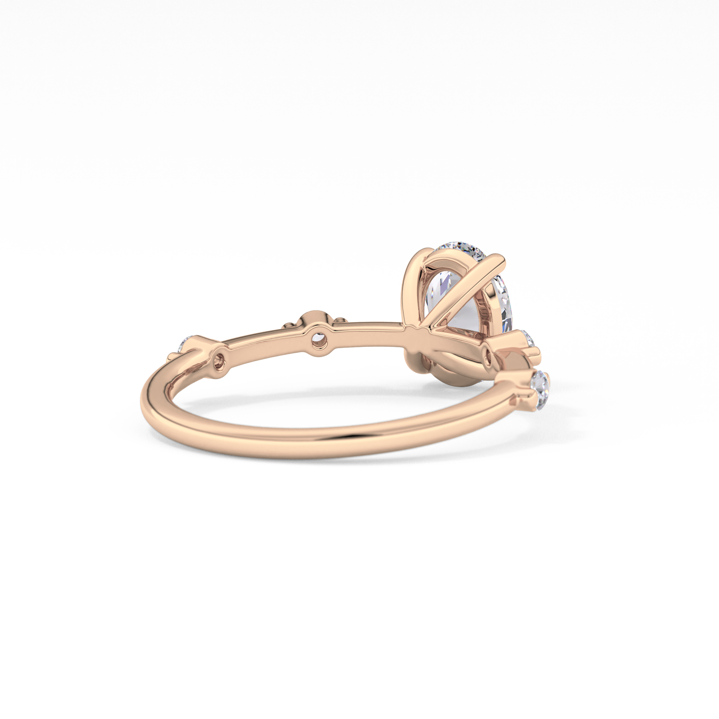 Oval Dainty Pave Lab Grown Diamond Engagement Ring
